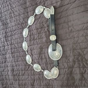 Tony Lama Western black leather concho belt